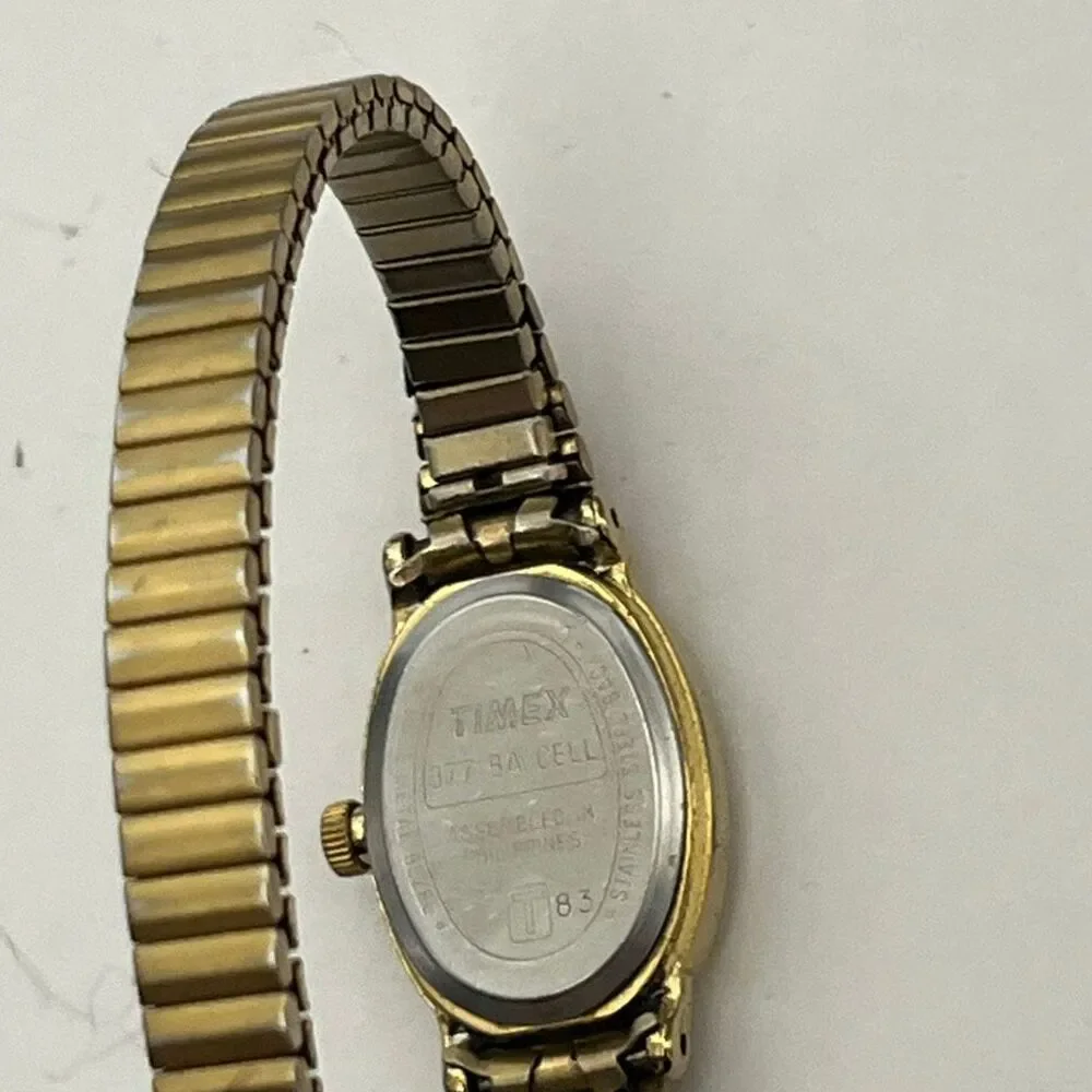 Timex Women's Gold-Tone Cavatina Oval Case 377 BA Cell Expansion Band Wristwatch